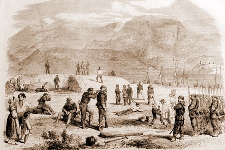 Partenza delle prime truppe per la Calabria a Porto Salvo Sicilia.1860 Messina